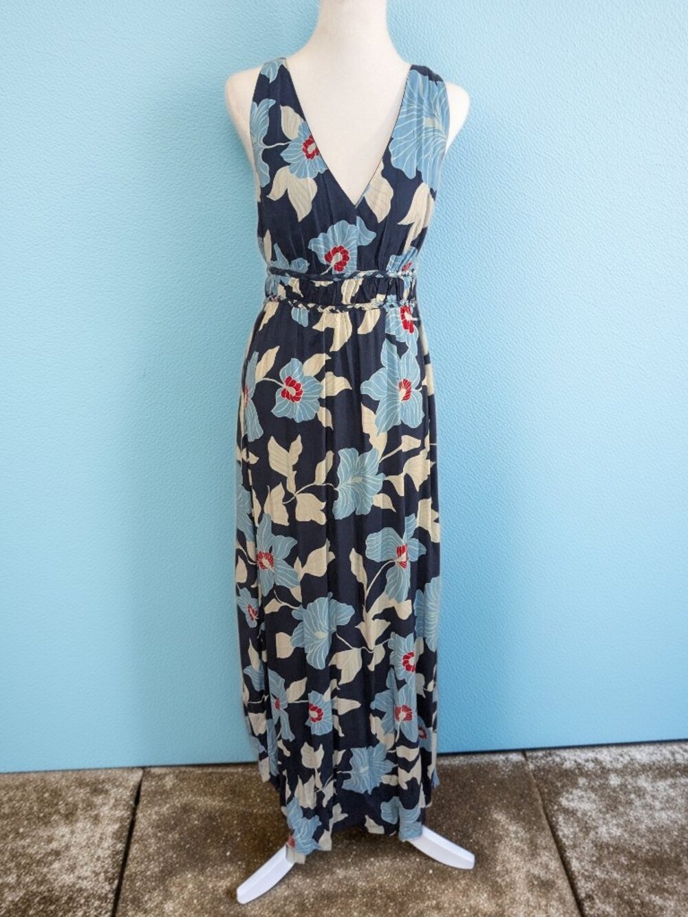 Blue Floral Maxi Dress by Japna